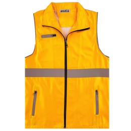 Customized solid color yellow reflective vest jacket custom zipper pocket lapel vest jacket Vest jacket supplier SKV060 Customized solid color yellow reflective vest jacket custom zipper pocket lapel vest jacket Vest jacket supplier SKV060
